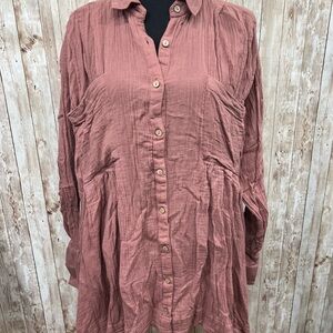 Free People Pink Dolman Sleeve Shirt‎ Dress